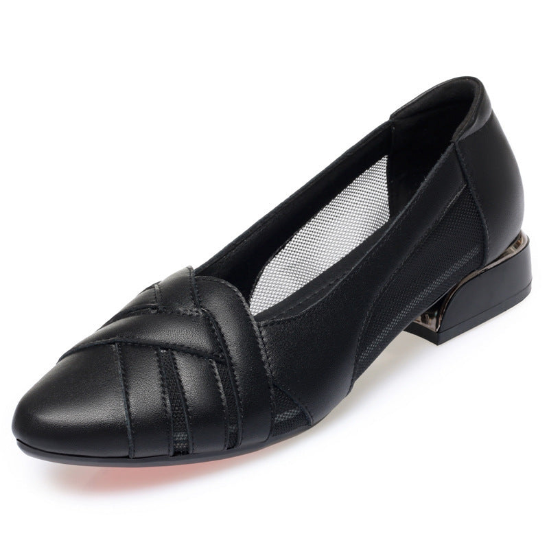 Damen Elegante Ballerinas mit modischem Faltendesign und komfortablem Blockabsatz EB