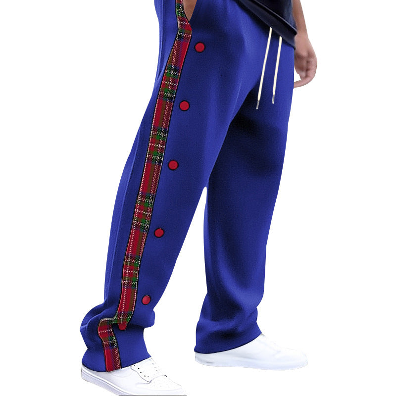 Herren Sportliche Freizeithose mit Knopfleisten und Karomuster EB