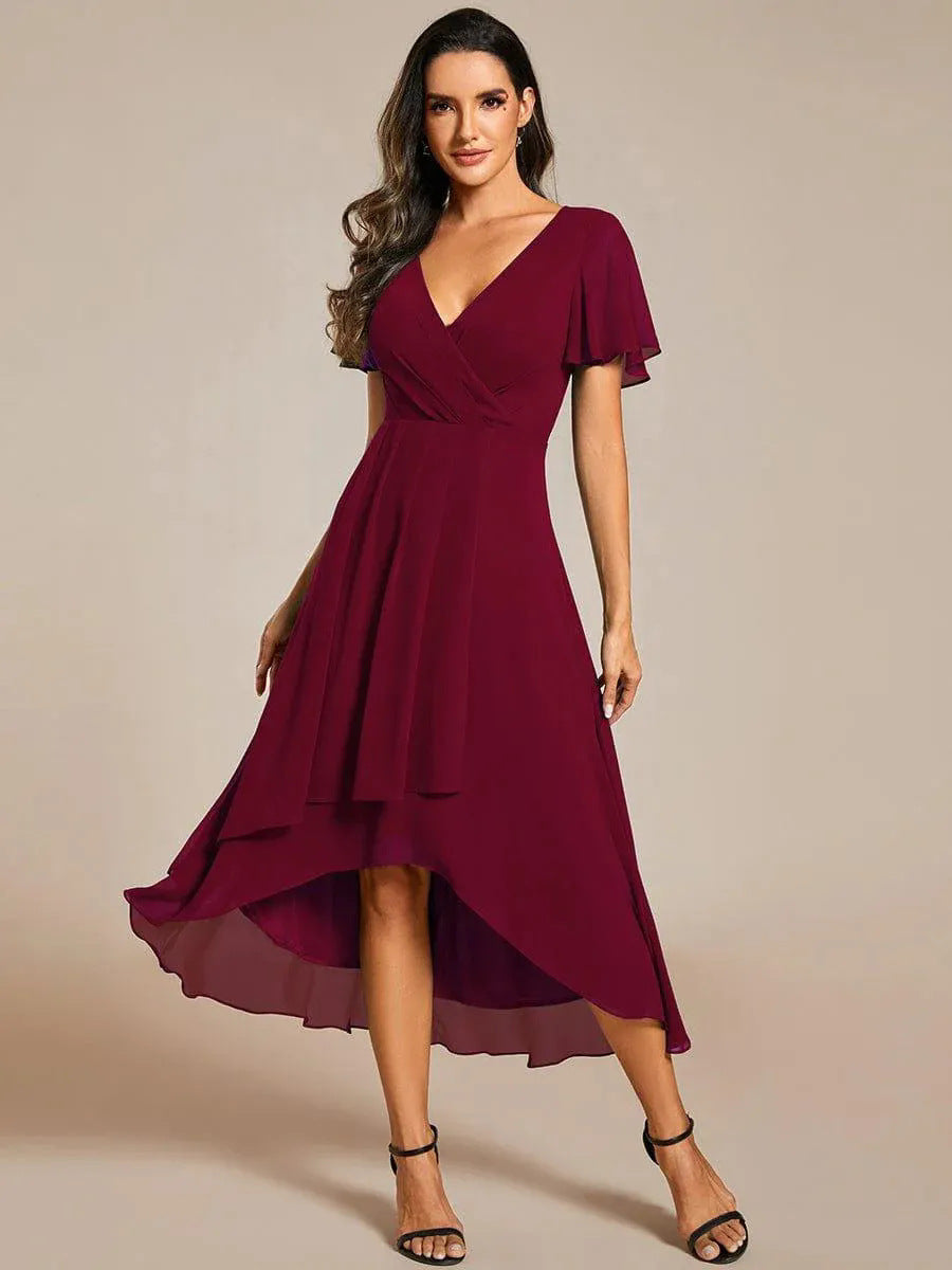 Damen Elegantes Wickelkleid mit asymmetrischem Saum EB
