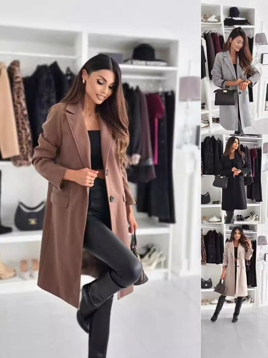Damen Lange und elegante Winterjacke mit schmalem Schnitt EB