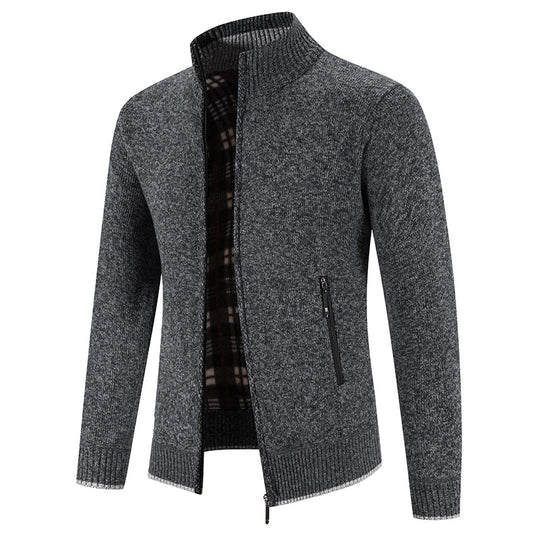 Herren Strickjacke mit hohem Kragen und praktischen Reißverschlusstaschen EB