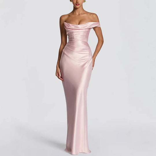 Damen Elegantes Maxikleid mit asymmetrischem Schnitt und fließendem Rock EB