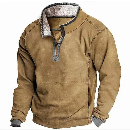 Herren Fleecesweater mit hochgeschlossenem Kragen und praktischem Reißverschluss EB