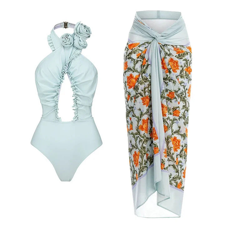 Damen Schwimmanzug mit floralem Design und raffinierter Cut-Out-Optik EB
