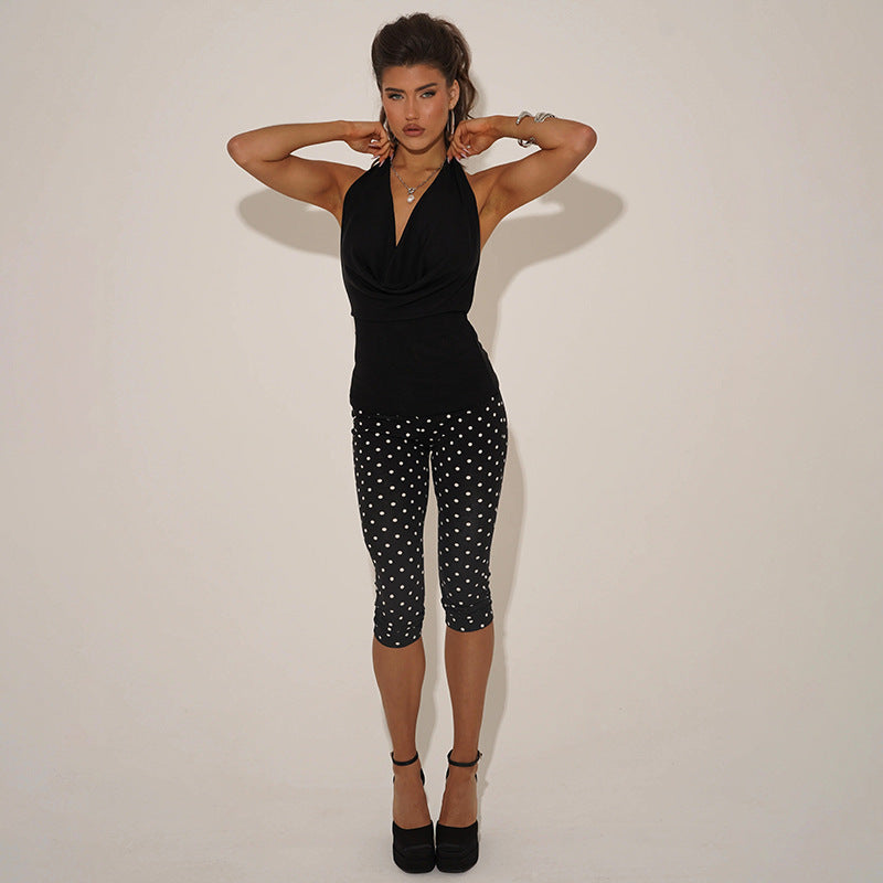Damen Figurbetonter Jumpsuit im Polka-Dot-Design EB