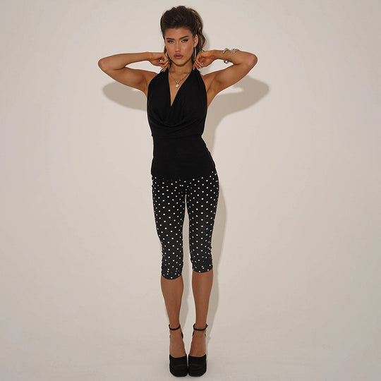 Damen Figurbetonter Jumpsuit im Polka-Dot-Design EB