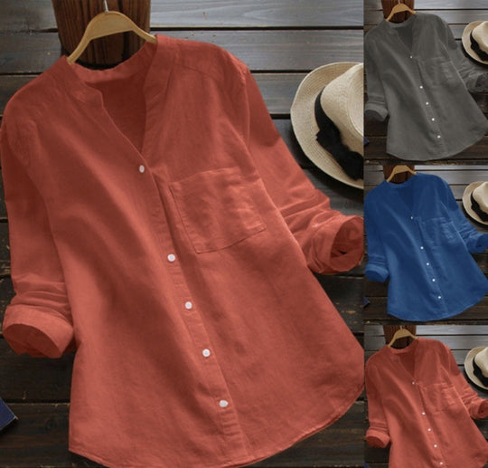 Damen Bluse mit eleganter Knopfleiste und moderner Passform EB