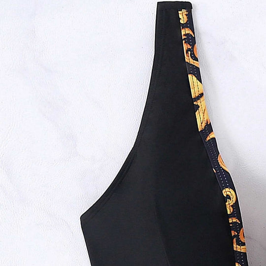 Damen Einteiliger Badeanzug mit tiefem V-Ausschnitt und eleganter Gürtel-Detail EB