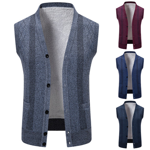Herren Strickjacke mit klassischem V-Ausschnitt und feinem Zopfmuster EB