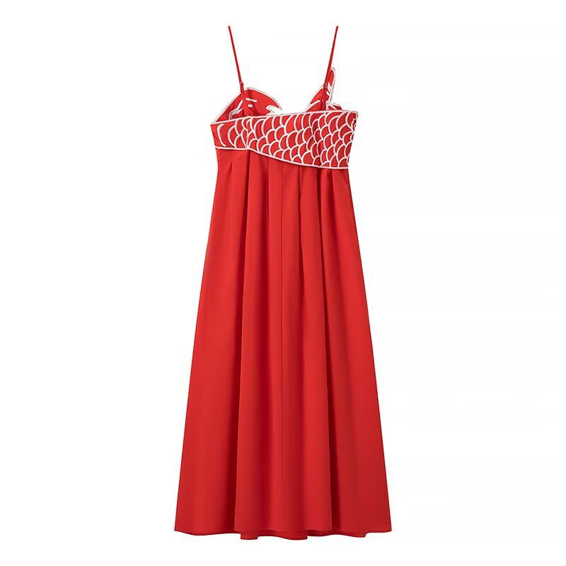 Damen Maxikleid mit verspieltem Fischnetz-Design und verstellbaren Spaghetti-Trägern EB