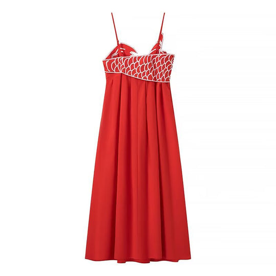 Damen Maxikleid mit verspieltem Fischnetz-Design und verstellbaren Spaghetti-Trägern EB