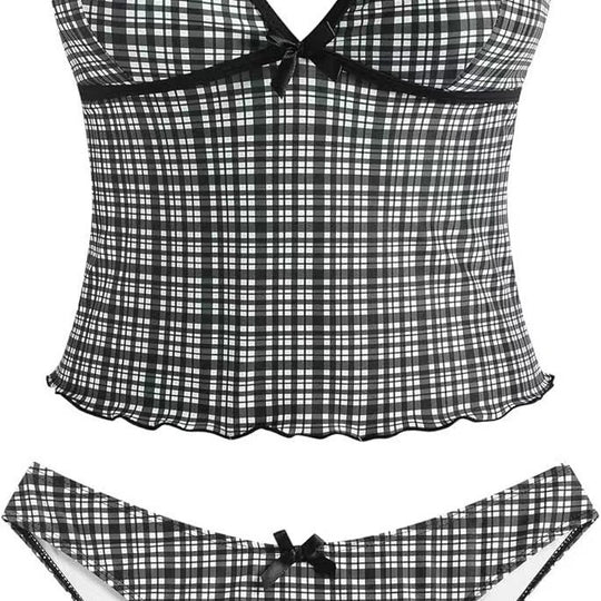 Damen Bikini-Set mit ausgestelltem Oberteil und verstellbaren Trägern EB