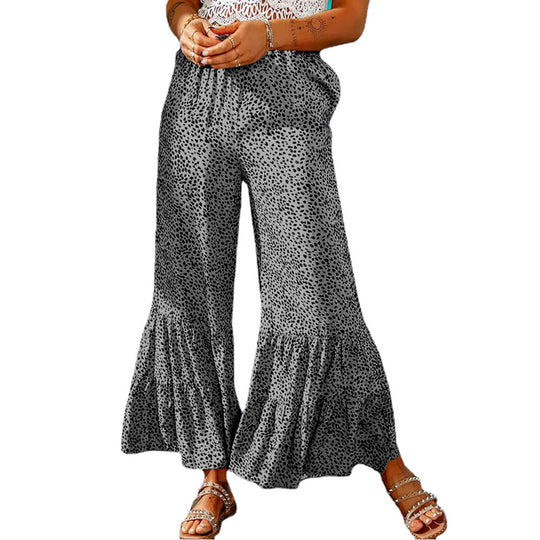 Damen Weite Palazzo-Hose mit voluminösem Saum und elastischem Bund EB