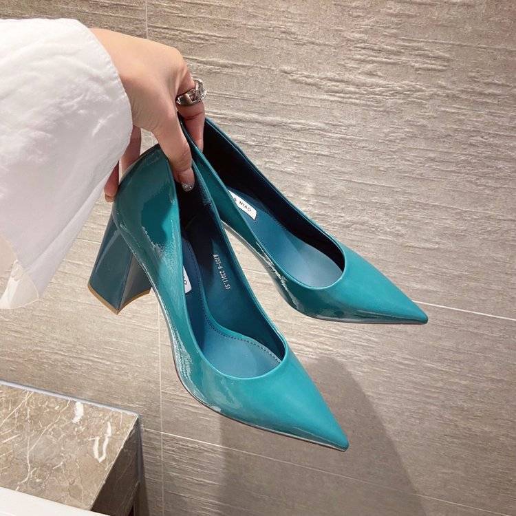 Damen spitze High Heels mit Blockabsatz EB