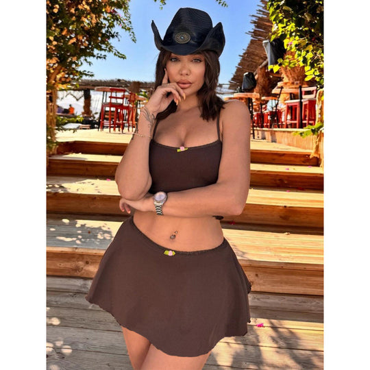 Damen Sommerliches Strandset mit Top und Minirock EB