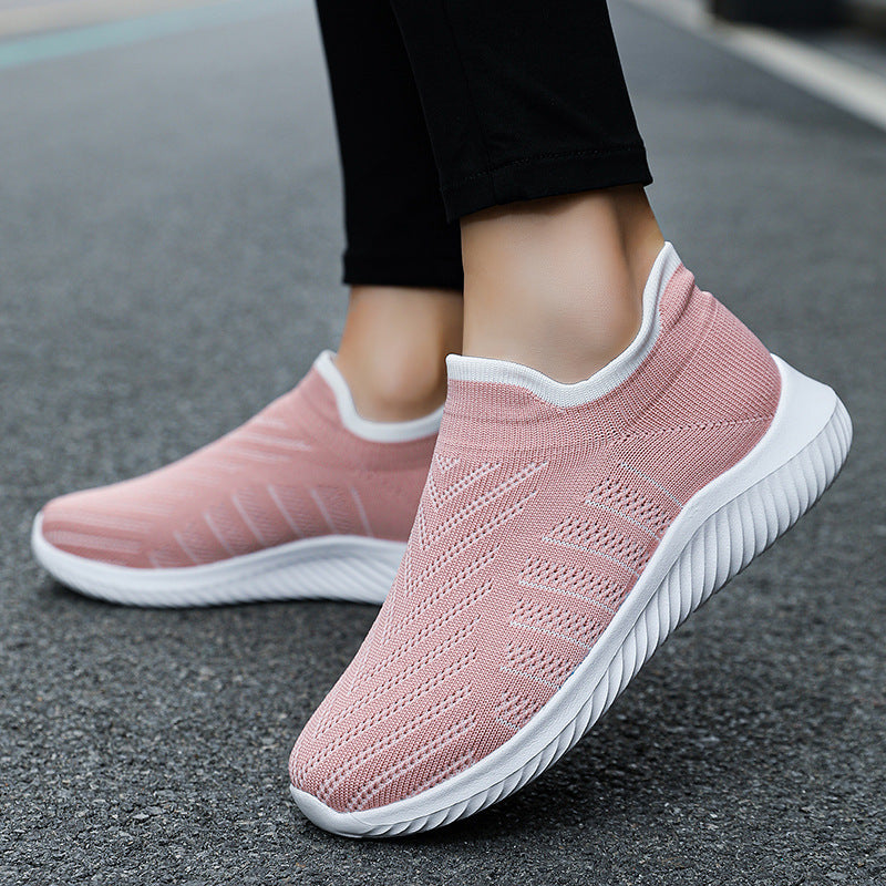 Damen Sportliche Slip-On Sneakers mit atmungsaktivem Strick-Obermaterial EB