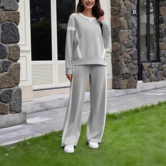 Damen Lounge-Set aus weichem Jersey mit weitem Bein und Kontraststreifen EB