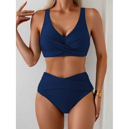 Damen Hochtailliertes Bikini-Set mit raffiniertem Wickeldesign EB