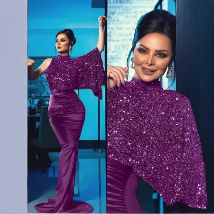 Damen Glitzerndes Abendkleid mit asymmetrischem Schnitt EB