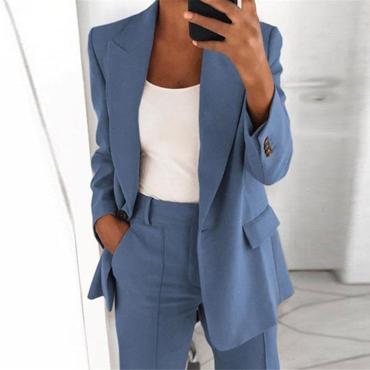 Damen nan Business-Blazer-Set mit strukturierter Oversize-Silhouette, Reverskragen und Bundfaltenhose EB