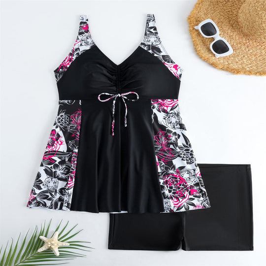 Damen Strandkleid Badeanzug mit elegantem Leopardenmuster EB