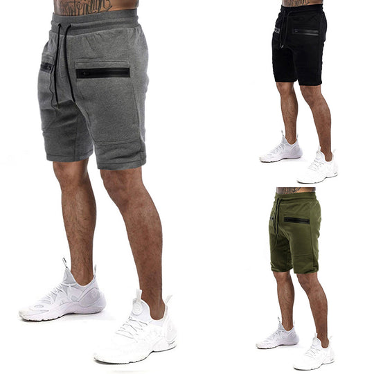 Herren Sportliche Shorts mit verstellbarem Bund und seitlichen Reißverschlusstaschen EB