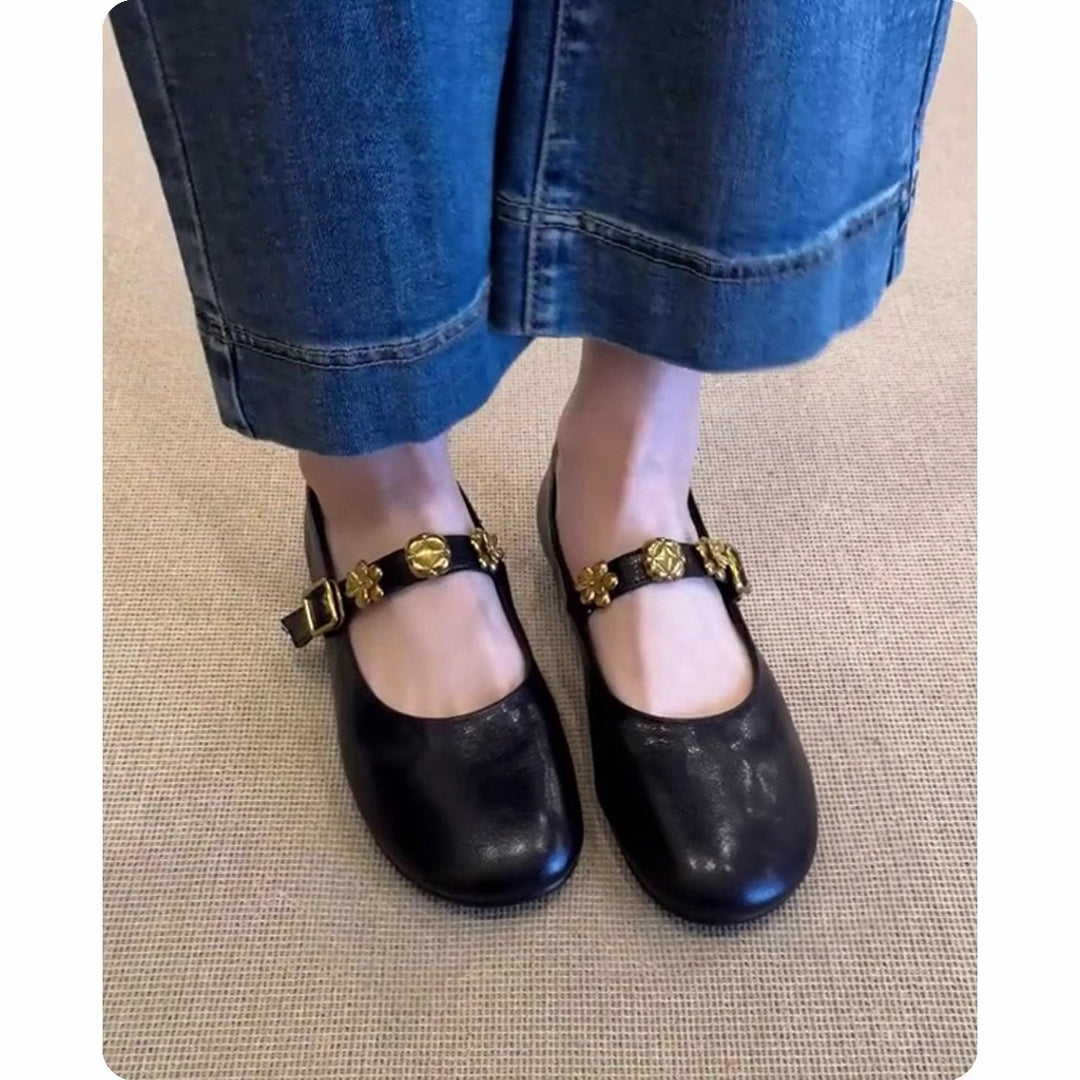 Damen elegante Ballerinas mit modischem Blüten-Akzent EB