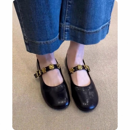 Damen elegante Ballerinas mit modischem Blüten-Akzent EB