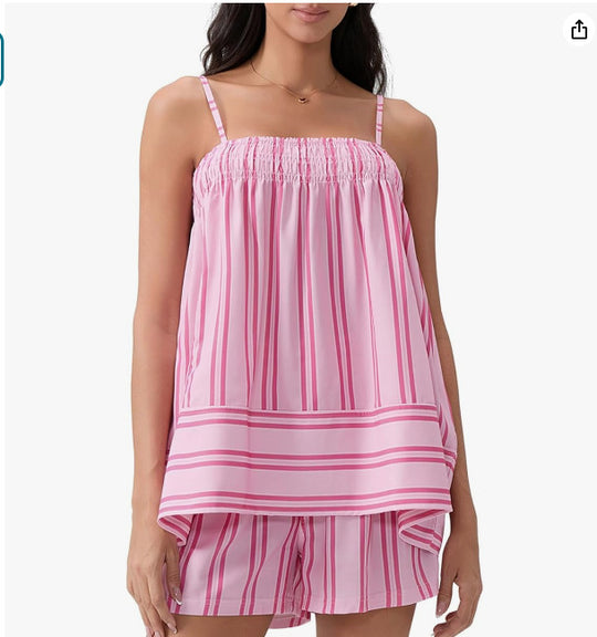 Damen Lässiges Schlafanzug-Set mit verstellbaren Trägern und asymmetrischem Saum EB