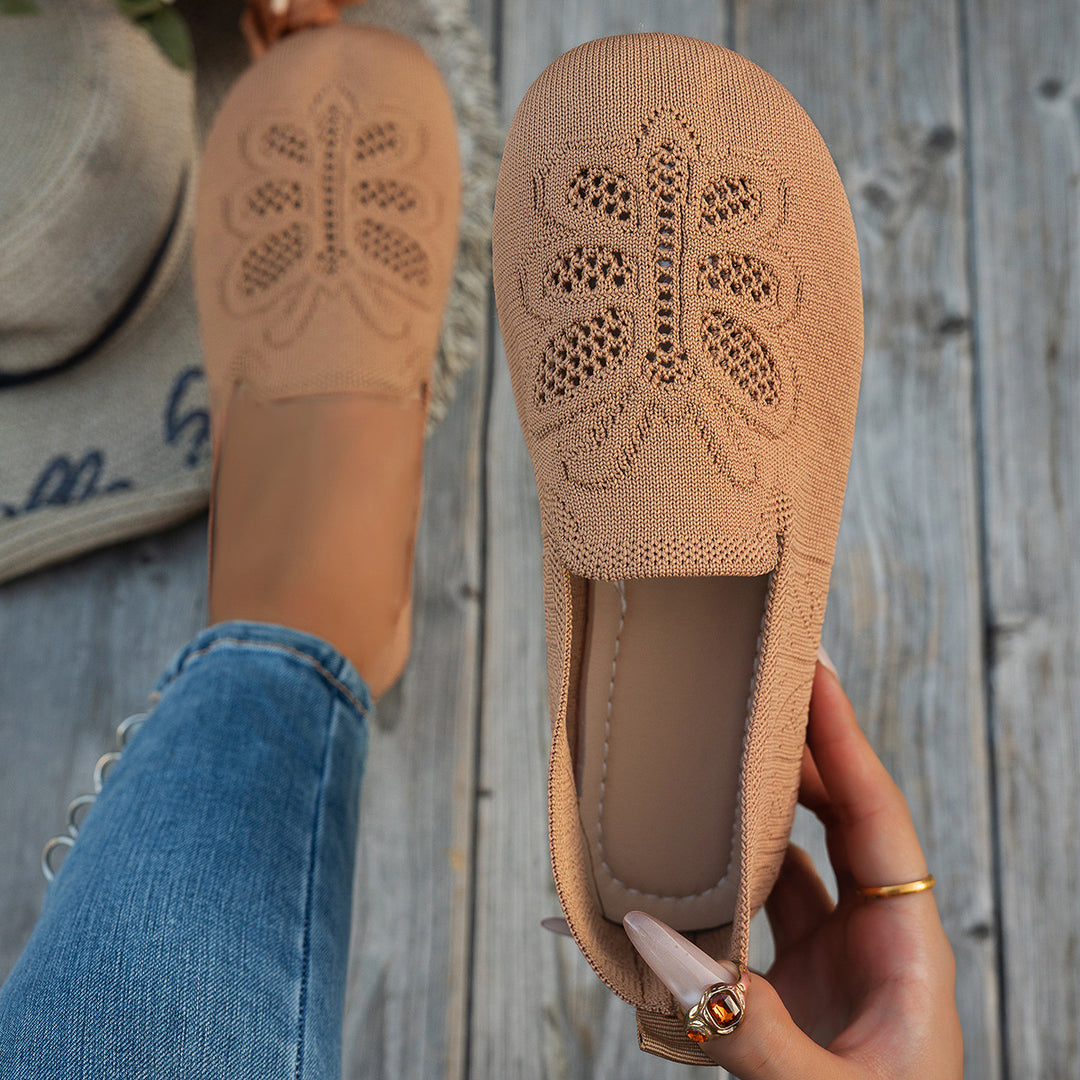 Damen Atmungsaktive Slip-On Ballerinas mit floralem Design EB
