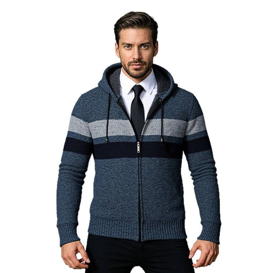 Herren Strickjacke mit Kapuze und modischem Zipper EB