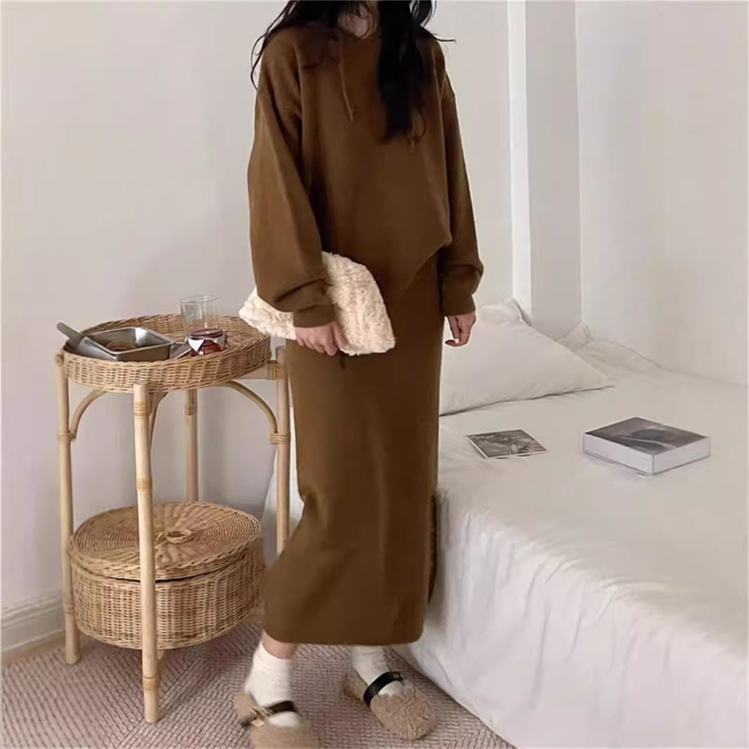 Damen Hoodie Kleid mit praktischer Kängurutasche und weitem Schnitt EB