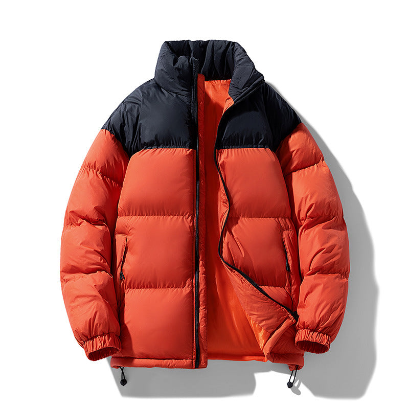 Herren gesteppte Thermo-Daunenimitat-Jacke mit hohem Stehkragen und Kordelzug EB