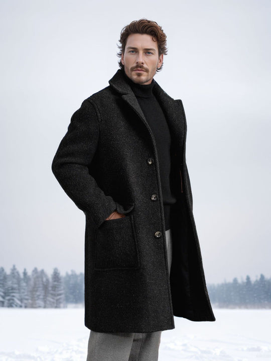 Herren eleganter Wollmantel mit modernem Schnitt und praktischen Taschen EB