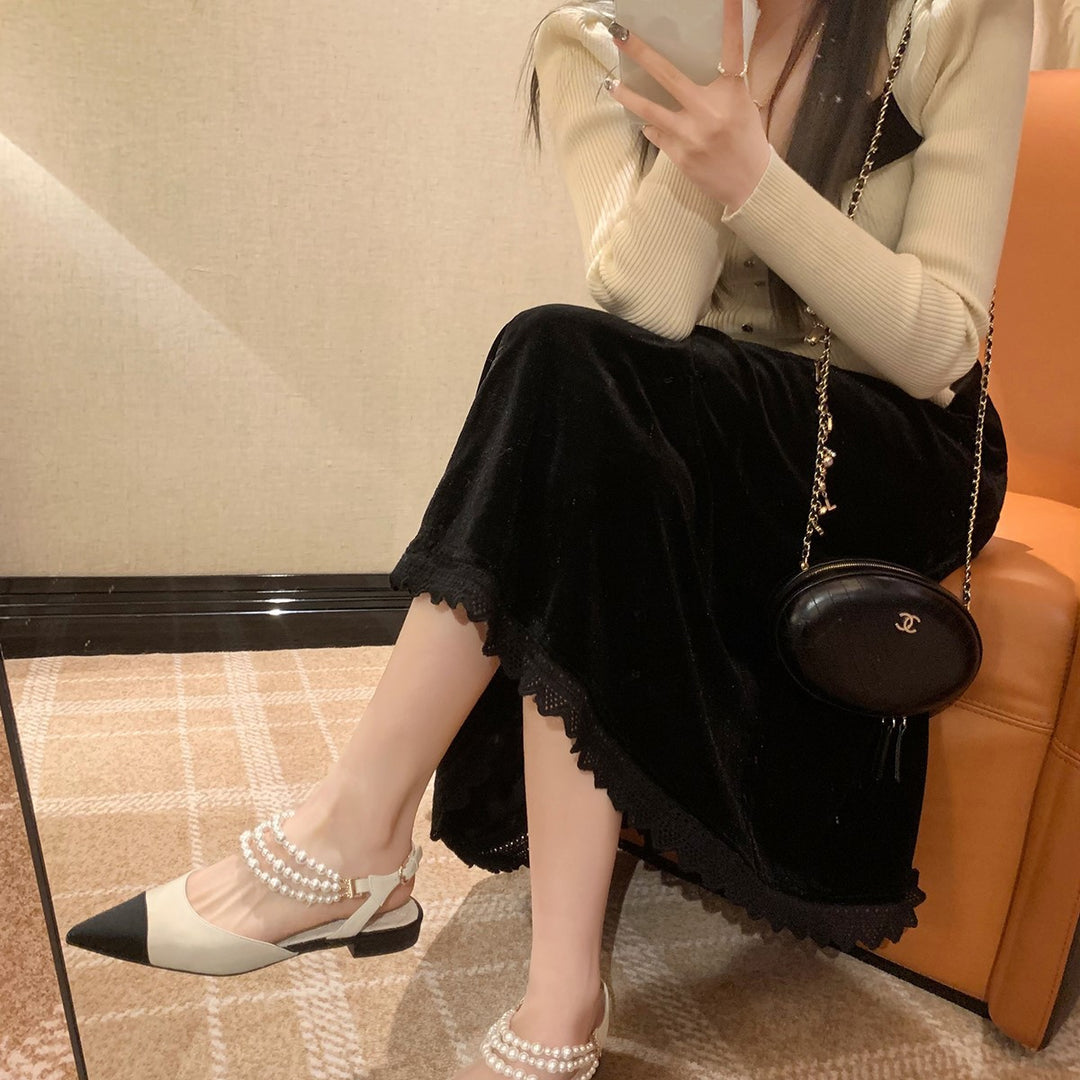 Damen Elegante Slingback-Pumps mit Perlenapplikationen und hochwertiger Schuhsohle EB
