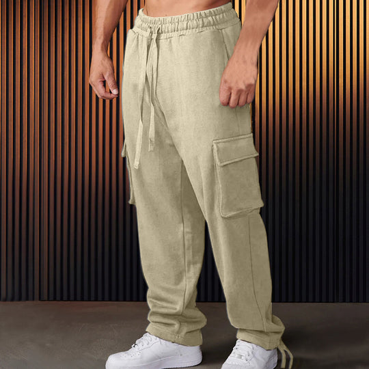 Herren entspannte Cargo-Hose mit praktischem Taschen-Design und elastischem Bund EB