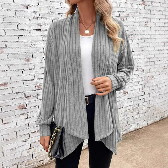 Damen angesagte Strickjacke mit strukturiertem Design und offenem Schnitt EB