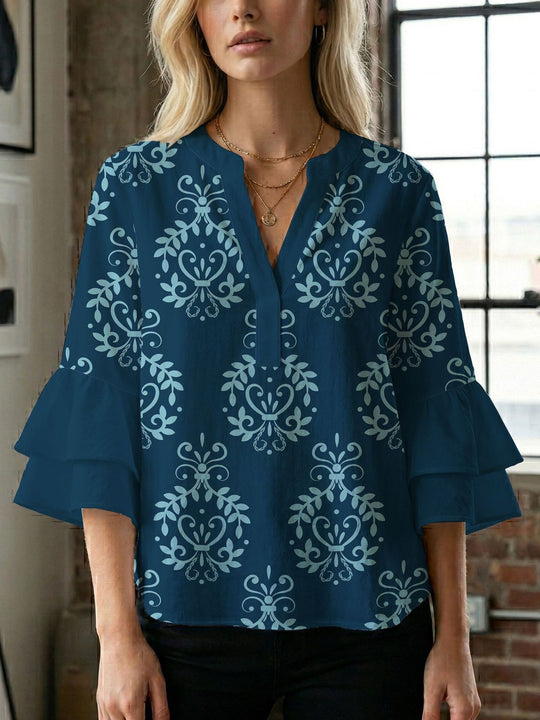 Damen Bluse mit wunderschönen floralem Design EB