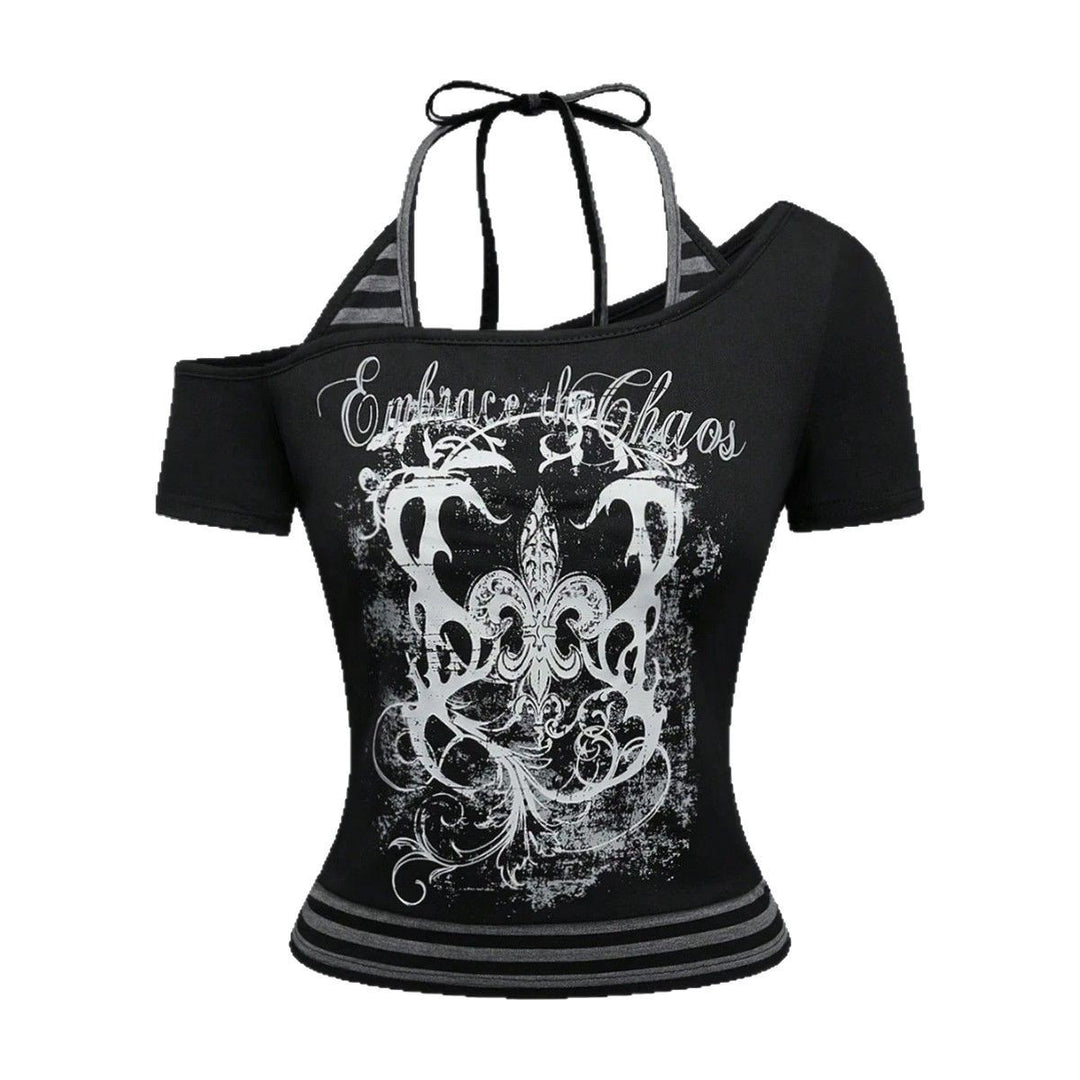 Damen Off-Shoulder Top mit grafischem Design EB