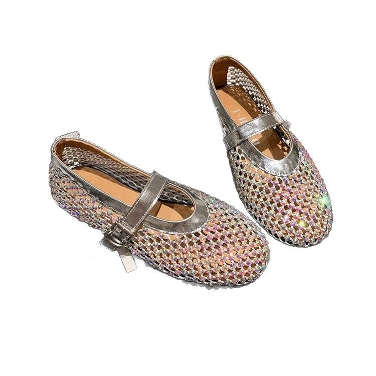 Damen Funktionsfähige Ballerinas mit glamouröser Blink-Applikation EB