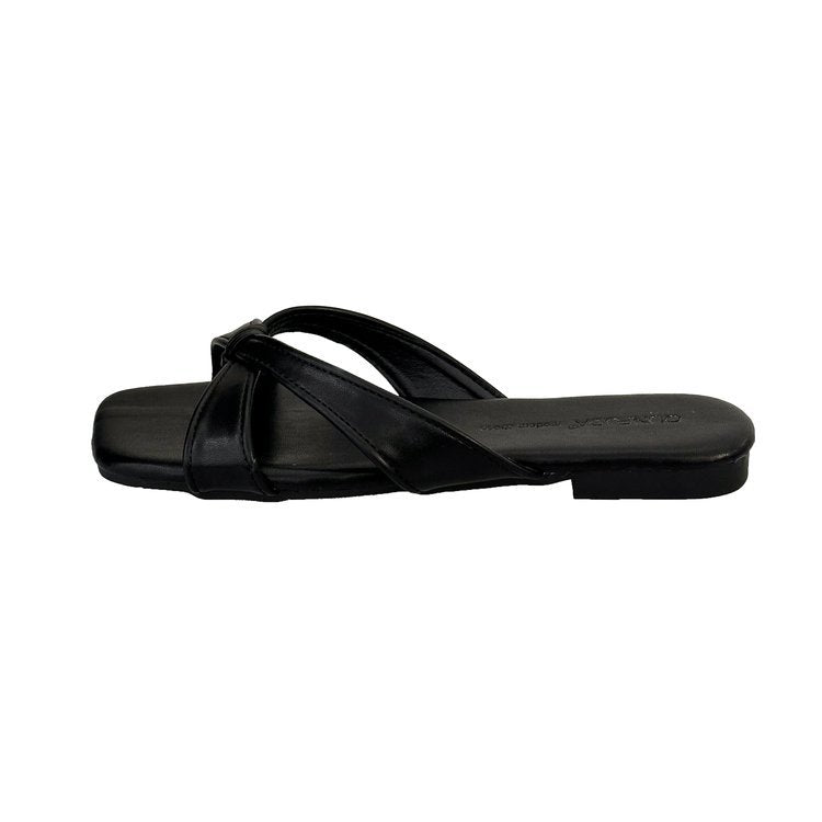 Damen bequeme Zehentrenner-Sandaletten mit modernem Knoten-Design EB