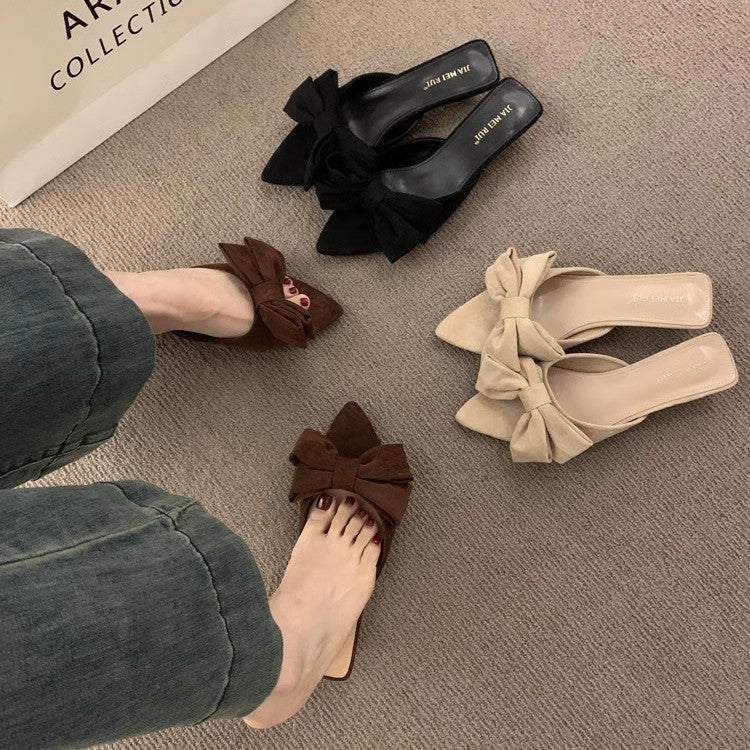 Damen elegante Pantolette mit dekorativem Schleifenapplikation EB