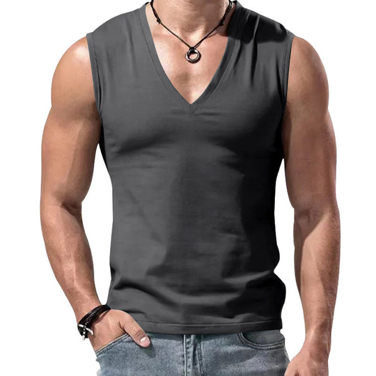 Herren nan figurbetontes ärmelloses V-Ausschnitt Muskelshirt EB