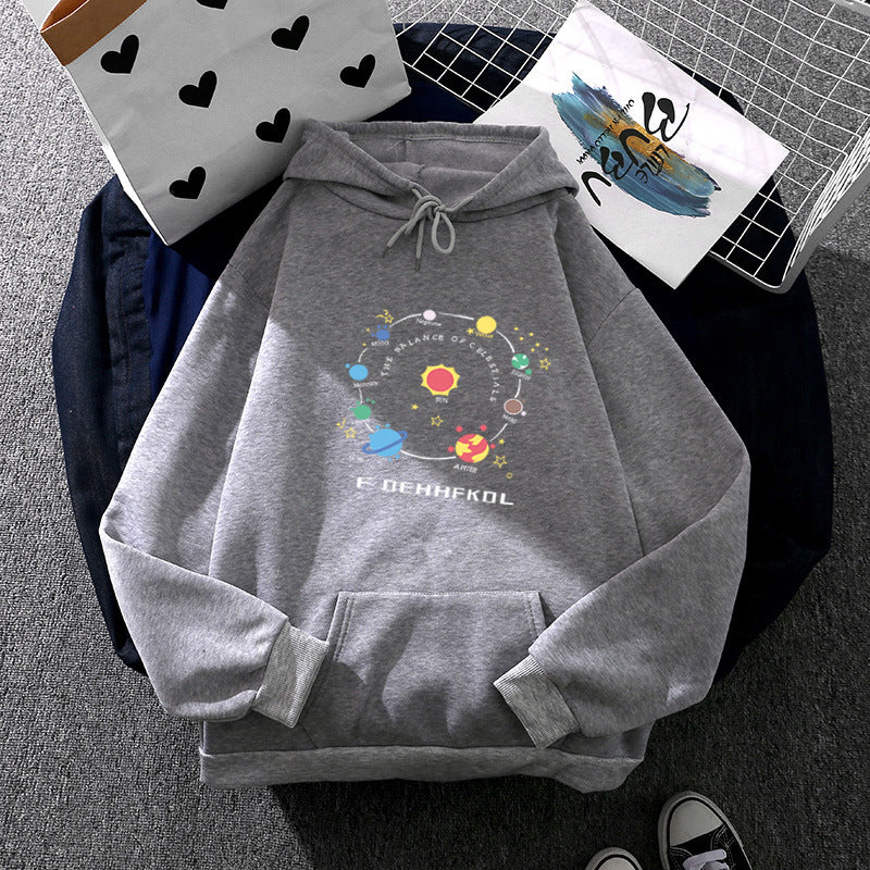 Damen nan Kapuzenpullover im Astronomie‑Print mit Kängurutasche und verstellbarem Kordelzug EB