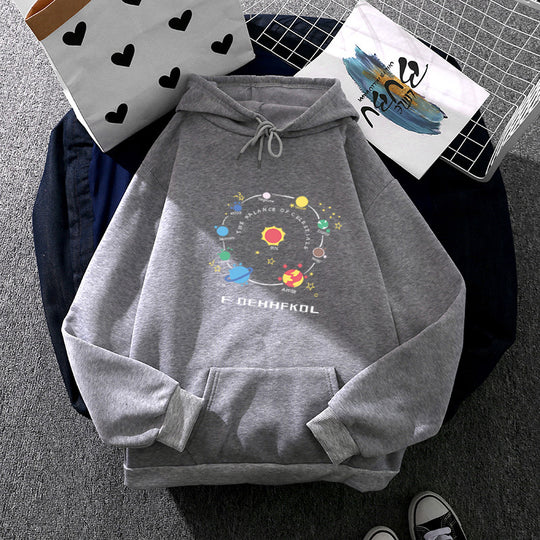 Damen nan Kapuzenpullover im Astronomie‑Print mit Kängurutasche und verstellbarem Kordelzug EB