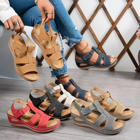 Damen Wedge-Sandalen mit anatomischem Fußbett und verstellbarem Riemendesign EB