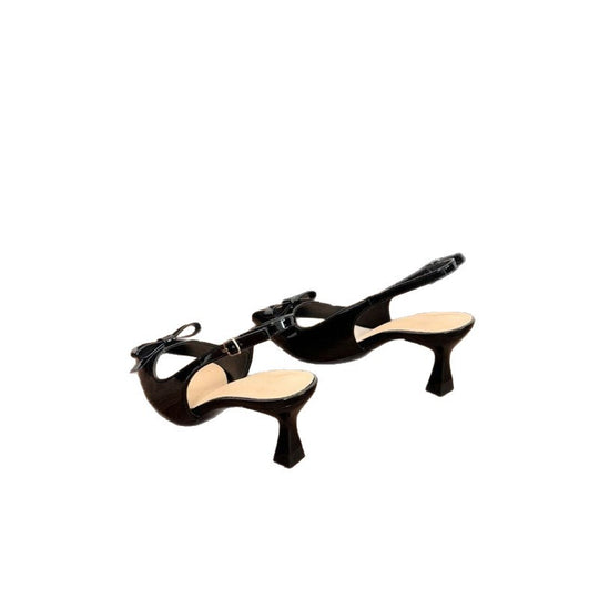 Damen elegante Slingback-Pumps mit zierlicher Schleifenverzierung EB