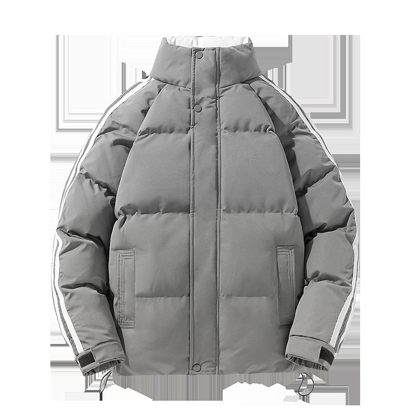 Herren sportlicher Stepp-Winterblouson mit hohem Stehkragen, Ärmelstreifen und verstellbarem Saum EB