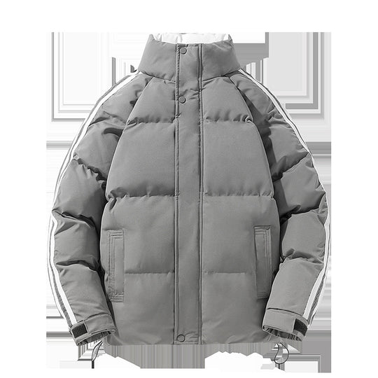 Herren sportlicher Stepp-Winterblouson mit hohem Stehkragen, Ärmelstreifen und verstellbarem Saum EB