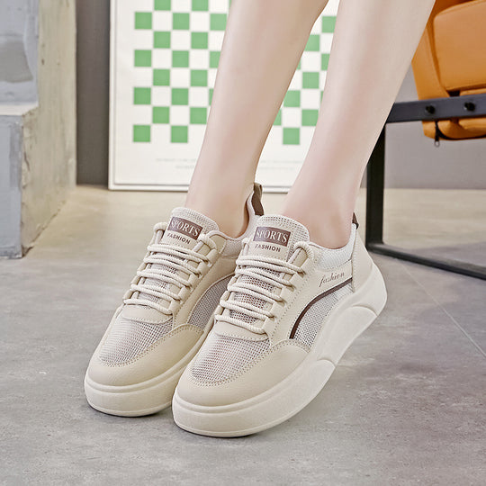 Damen Komfortable Fashion Sneakers mit dicker Profilsohle und atmungsaktiver Mesh-Oberfläche EB